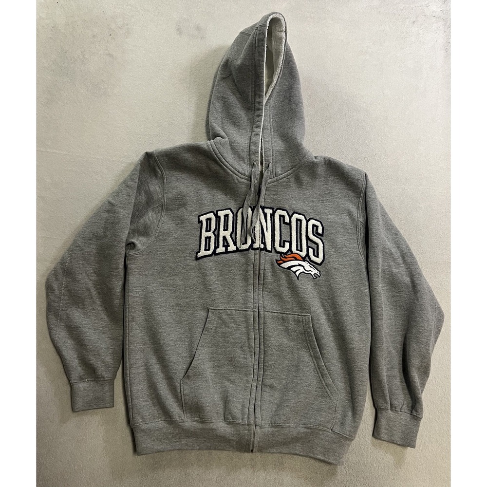 Denver Broncos NFL Full Zip Hoodie Men's Size Medium Fleece Lined Team Apparel